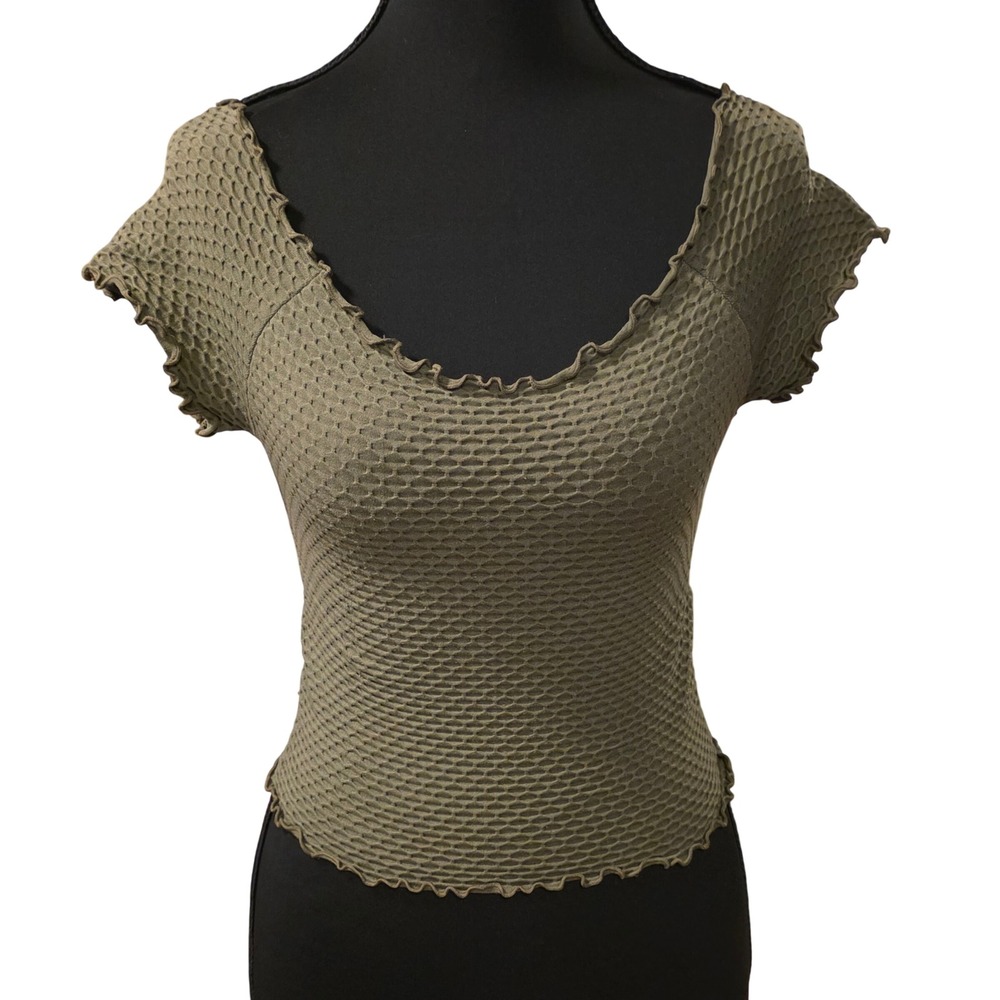 Cotton Candy Sweet Collection S/M Green Cropped Stretch Knit Cropped Top